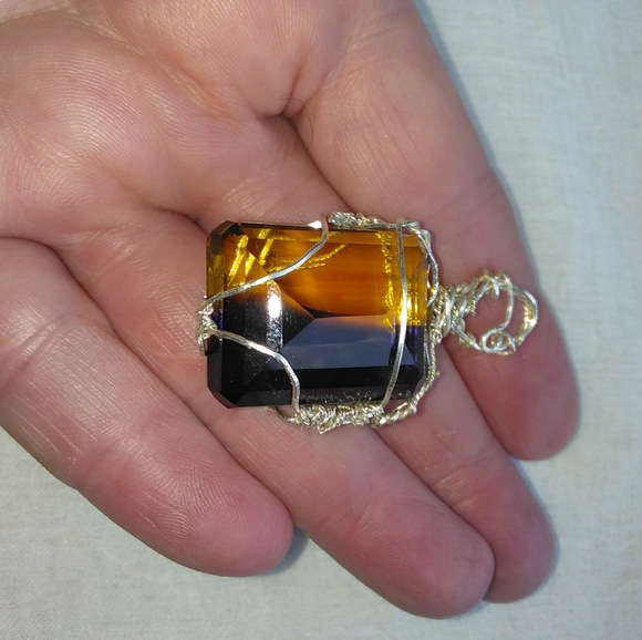 Rare Natural Ametrine 63.20 CT SS Wire Pendant - Picture 3 of 10